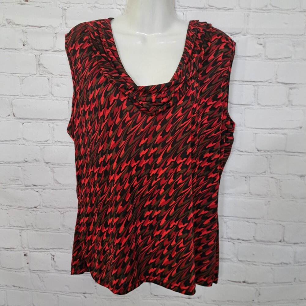 Kathy Ireland Abstract Cowl Neck Sleeveless Top Size Large
